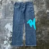 Женские джинсы Y2K Модные американские скейтборды с вышивкой букв и принтом граффити Уличный хип-хоп Harajuku Повседневные широкие брюки для мужчин и женщин 231218