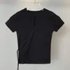 Damen T-Shirts Real S Südkorea Dongdaemun Slim-Fit Sexy Stilvolle Schnürsenkel Pure Desire Style Schlankheits- und Kurzarm-Shirt-Top für