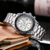 Mens Luxurys Watch Sports Automatic Omegwatches quartz Chaoba three eye steel band 6-pin watch