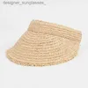 Visors New Fashion Spring And Summer Raffia Empty Top Hat Light And Breathable Outdoor Sunshade Sun Hat Female Str WholesaleL231219