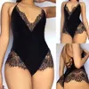 Calzoncillos bragas mujer lencería femme sexy encaje teddy características hundiendo pestañas y broches entrepierna lencería sexy para mujeres sexo conjunto sujetador 231214