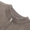 Suéteres para hombre, suéter de cuello redondo con cremallera de alta calidad, Jersey informal de punto con estampado cálido, otoño e invierno