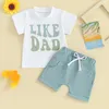 Clothing Sets 2023-11-14 Lioraitiin Toddler Baby Boys Summer Shorts White Short Sleeve Letter Print Tops And Solid Color