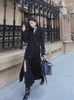 Casual Dresses Black Long Split Slim Coat High Quality For Women Autumn Hidees Double Breasted Dress Fashion Ol Trench Y4648