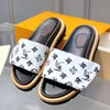 Designer Women Slippers black Scuff Flat Sandals Pool Pillow Comfort Embossed Mules copper triple black pink ivory summer fashion slides beach slippers size 35-42