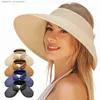 Visiere Casual Cappello a tesa larga Str Visiere estive Cappello Cappello da sole Spiaggia Estate Roll-up Pieghevole Sun C Protezione UV Cs per le donneL231219