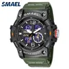 Smael Dual Time Men Watches Male 8007 Thock Resisitant Sport Watches Gifts wtach 220421225gの50mの防水軍事時計