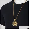 Pendant Necklaces Zodiac Sign Leo Scorpio Pendant Necklace For Women/Men 14K Yellow Gold Round 12 Constellation Necklaces Drop Deliver Dh5Wi