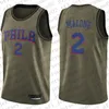 Maglia personalizzata da uomo donna giovanile philadelphia''76ers''0 Richardson 2 Malone Camo blu rossa Maglia da basket ritorno al passato