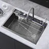 Keukenkranen Moderne grote multifunctionele spoelbak met enkele sleuf Antikras Led digitaal display Waterval met bekerwasmachine