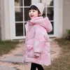 Manteau en duvet pour filles, vêtements d'hiver mi-longs de Style coréen pour enfants, dessin animé, vente en gros, à la mode, 2023