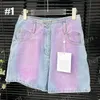 Premium Fashion Women's Jeans Denim Shorts Light Blue Gradient Color Women Long Pants