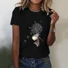 Camisetas para mujer, camisa con estampado de girasoles de compresión para mujer, ropa informal corta con gráfico, Tops con cuello largo