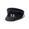 Eenvoudige Strass RB Hoed Vrouwen Mannen Street Fashion Stijl Krantenverkoper Hoeden Zwarte Baretten Platte Top Caps168j