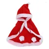 Trajes de gato Red Santa Poncho Cape Xmas Party Costume para cachorrinho e macio quente