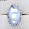 Barokowa naturalna perła słodkowodna 925 Pierścień srebrny Ogromny rozmiar barokowy nieregularny pierścień perłowy Prezenty Ra J190721240o