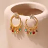 Fashion Boho Gold Plated Zirconia Star Stud örhängen Zircon Pendant Earring for Women