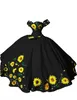 Tournesols brodés Quinceanera Robes Charro Style Mexicain Hors de l'épaule Corset Sweet 16 Robe Robe de Bal Puffy 15 Ans Brithday