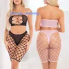 Atacado sexy fishnet bicicleta conjunto curto tubo maduro lingerie erótica net superior e collants exóticos dancewear sexy bodystocking bodysuit