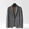 Abiti da uomo Blazer in lana double face Uomo Primavera Autunno Inverno Business Casual Abito Giacca singola Uomo Cashmere grigio scuro