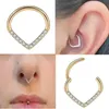 スタッド10PC ASTM F136 Daith Heart Earring Hoop軟骨軟骨ヘリックスリングヒンジ付きセグメントフープクリアCZ 231218