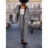 Women's Two Piece Pants Spring Black White Striped Women Suit Celebrity Summer Wear Evening Party Wedding Formal 2 Pieces