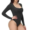 Shapers Femmes 2PC Femmes Body Shapewear Mince Élastique Body Shaper Seamlss Extensible Lisse Combinaison À Manches Longues Bodys