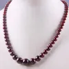 Natural Garnet Graduated Round Beads Necklace 17 Inch Jewelry For Gift F190 Chains272Z