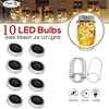 8 pakiet Solar Mason Jar Lights z 8 uchwytami 10 LED String Fairy Firefly Lids Wkładki do zwykłej usta słoiki dekoracje ogrodowe Y22772