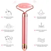 Massageador facial 5-em-1 24K Gold Beauty Wand Massageador facial elétrico vibratório rosa quartzo 3D rolo de levantamento facial corpo gua sha jade rolo 231220