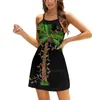 Vestidos Casuais Natal Palmeira Tropical Xmas Coco Luzes Engraçado Presente Solto Bolso Vestido Mulheres V Pescoço Impresso