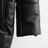 Women's Down XIKOM 2023 Black Parkas Women Fashion Hooded Long Sleeve Leather Jacket High Street Oversize Coat For Winter