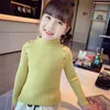 Pullover Girls Sweater Winter Decorative Buttons High Neck Solid Color Bottom Shirt Multicolour Children High Elasticity Knit PulloverL231215