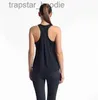 Tanques femininos Camis Mulheres Loose Fit Gym Crop Tank Mulheres Sports Sleless Colete Sólido Quick Dry Tank Tops L231220