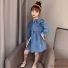 Girl's Dresses Kids Denim Dresses New Fashion Children Clothes Long Sleeves Teenager Jean Dress Teenager Clothing 7 8 9 11 12 14 Years