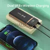 Cell Phone Power Banks 20000mAh Wireless Power Bank Built in Cable Portable Fast Charger Powerbank for iPhone 14 13 Samsung S22 Huawei Xiaomi Poverbank J231220