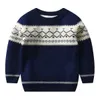 Pullover Autumn och Winter Boys håller varma tröjor geometriska mönster. Booth Shirt Long -Sleeved Sweater College Wind Baby Boy Knit Sweatl231215