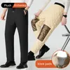 Pantalon d'homme hiver chaud polaire 2023 hommes doublés de tissu graphène genou hommes joggers poches coupe-vent agneau daim