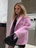 Jaquetas femininas rosa lapela lã elegante mulheres outono inverno casaco manga longa único breasted solto oversized jaqueta 2023 chique casual outwears 231219