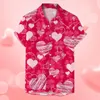 Camisas casuales para hombres para hombres San Valentín Día de moda