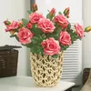 Dekorative Blumen Vintage große Rosen künstliche Seide Zweig 2 Kopf große Blume weiße Rose gefälschte Herbst Hochzeit Home Room Decor