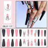 Faux ongles 24 pièces presse sur long cercueil faux couverture complète acrylique ongles conseils bâton pour femmes décorations de noël