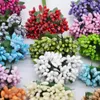 Dekorativa blommor konstgjorda mullbärstammar för huvuden diy växter bröllop party scrapbooking hantverk dekoration 24pc parti