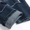 Kakan Elastic Slim Fit Feet Feet Men Jeans Pocket Patch Patch Blue Tight Long K198834 231220