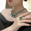 Zincirler Vintage Lab Emerald Elmas Kolye 925 STERLING Silver Party Düğün Çoku Kadınlar Gelin Vaat Takı Hediyesi