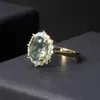 Wedding Rings Gem's Ballet 2.85CT 8x10mm Moss Agate Oval Cut Unieke cluster Halo -verlovingsringen in 925 Sterling Silver Women's Edelstone Ring 231219