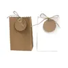 25/50Pcs Retro Kraft Paper DIY Gift Bag Jewelry Cookie Wedding Favor Candy Box Food Packaging Bag With Rope Birthday Party Decor 231220