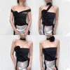 Women's Tanks Floral Crop Tops Sexy Club Women Cropped Halter Strapless Cami Solid Lace-up Clothes Party Y2k 2000s Rose Summer Streetwear