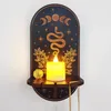 Candle Holders Crystal Decorative Shelf Wooden Carving Pattern Handicraft Rack Home Holder Decor Display Stand Craft