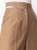 Calça feminina Cantura alta Terno oco exclusivo 2023 elegante marrom bonito BF Knee Comprimento Dois botões OL Viagem de calça curta Trendy